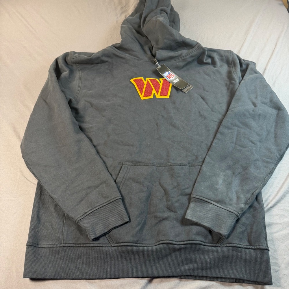 Greyson NFL Washington Commanders Hoodie Mens Large Charcoal Grey Chenille Logo